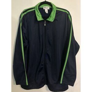 Beaux Art Men's Track Nylon Navy Lime Green Polyester Sz 1x Made In Ethiopia Zip